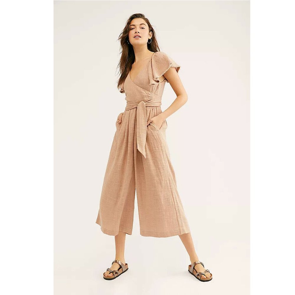 Free People Endless Summer Keep Your Cool Jumpsuit Cropped Wide Leg S
